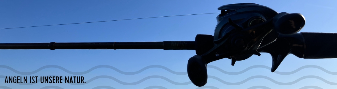 Eine Angelrute mit Baitcasterrolle