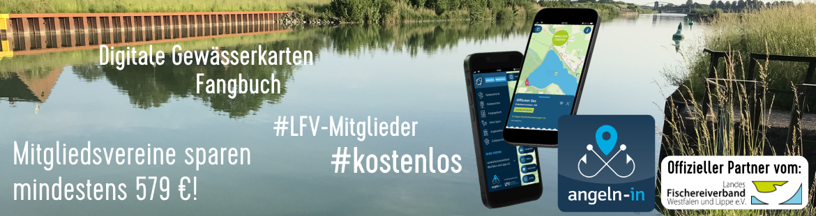 Banner zur ANGELN-IN App mit Mockups