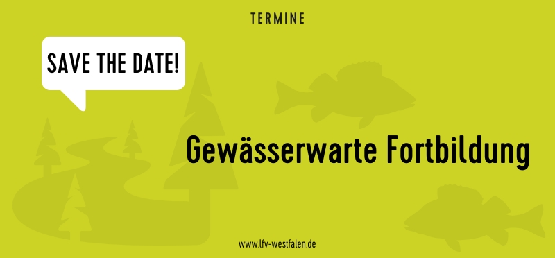 Grafik zur GEwässerwartefortbildung mit Sprechblase Save the Date